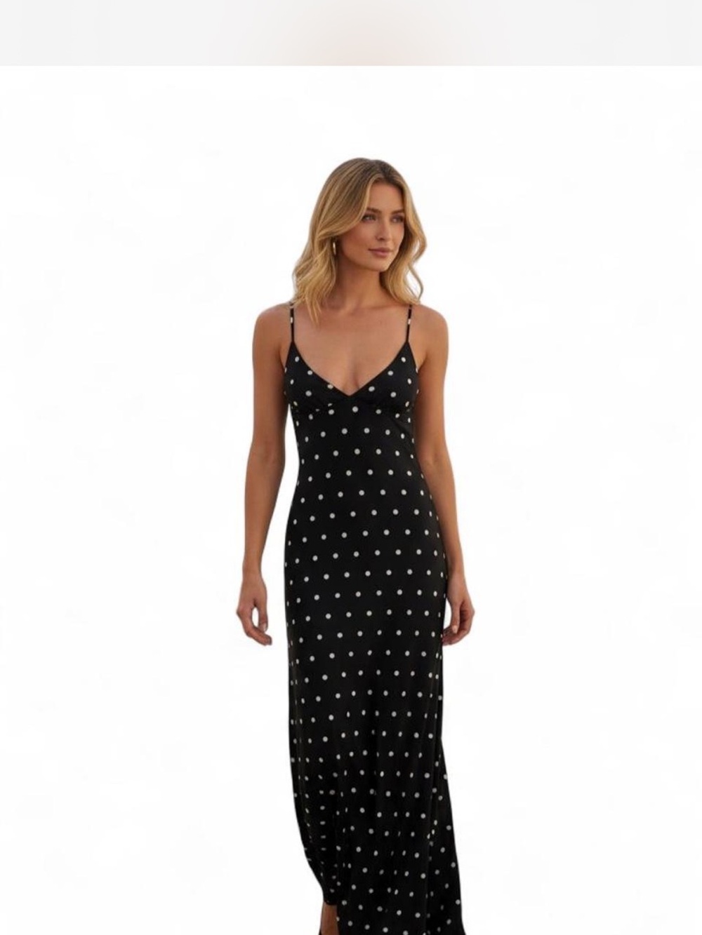 Princess Polly Glass Half Full White And Black Polka Dot Maxi Dress